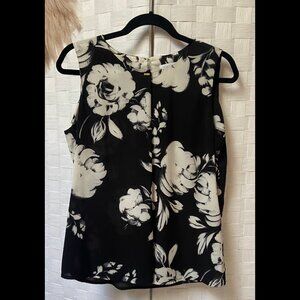 Calvin Klein Floral Sleeveless Gold Logo Top Size M
